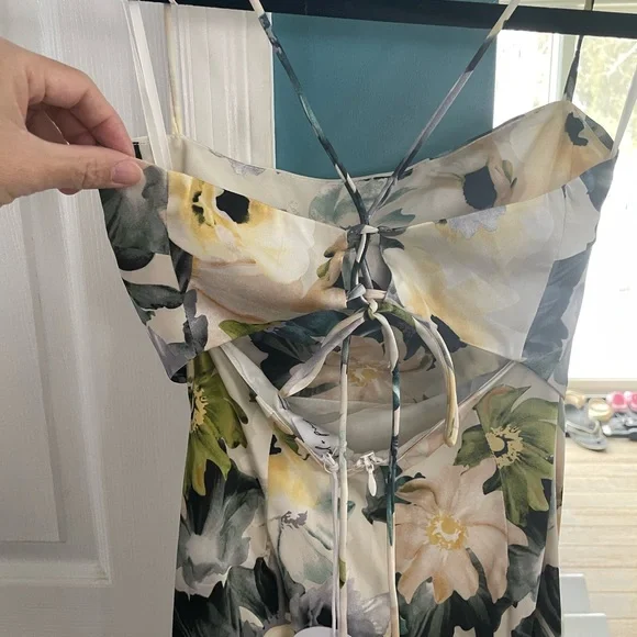 Petal & Pup White Floral Maxi Dress with Green Accents - Picture 3 of 11